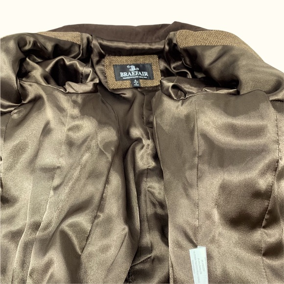 Braefair Tweed Wool Blend Equestrian Riding Button Blazer Brown Jacket Size 4 - Picture 11 of 16